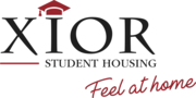 Logo Xior Student Housing z hasłem "Feel at home"